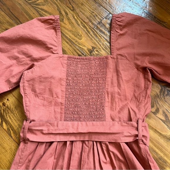 BA&SH Peach Organic Cotton Button Down Belted Cyrielle Dress in size  2 - Picture 5 of 12